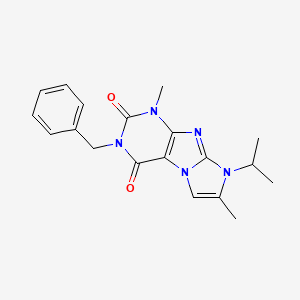 molecular formula C19H21N5O2 B6498841 3-benzyl-1,7-dimethyl-8-(propan-2-yl)-1H,2H,3H,4H,8H-imidazo[1,2-g]purine-2,4-dione CAS No. 878730-84-8