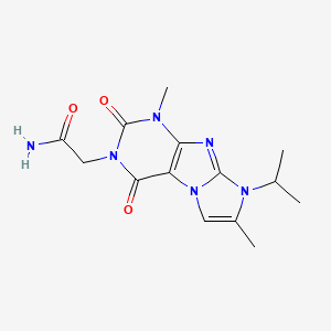 molecular formula C14H18N6O3 B6498852 2-[1,7-dimethyl-2,4-dioxo-8-(propan-2-yl)-1H,2H,3H,4H,8H-imidazo[1,2-g]purin-3-yl]acetamide CAS No. 878731-66-9