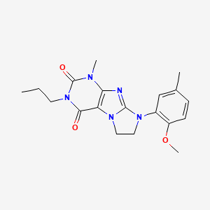 molecular formula C19H23N5O3 B6498876 8-(2-methoxy-5-methylphenyl)-1-methyl-3-propyl-1H,2H,3H,4H,6H,7H,8H-imidazo[1,2-g]purine-2,4-dione CAS No. 887696-84-6