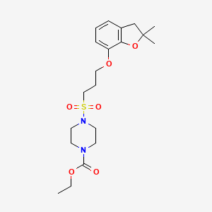 molecular formula C20H30N2O6S B6498914 ethyl 4-{3-[(2,2-dimethyl-2,3-dihydro-1-benzofuran-7-yl)oxy]propanesulfonyl}piperazine-1-carboxylate CAS No. 952982-69-3