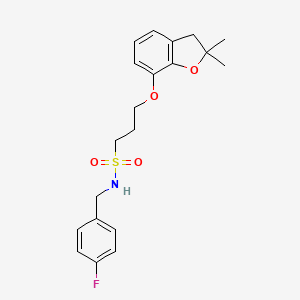 molecular formula C20H24FNO4S B6498927 3-[(2,2-dimethyl-2,3-dihydro-1-benzofuran-7-yl)oxy]-N-[(4-fluorophenyl)methyl]propane-1-sulfonamide CAS No. 953138-53-9