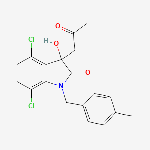 molecular formula C19H17Cl2NO3 B6498940 4,7-dichloro-3-hydroxy-1-[(4-methylphenyl)methyl]-3-(2-oxopropyl)-2,3-dihydro-1H-indol-2-one CAS No. 879048-49-4