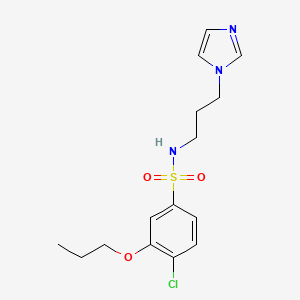molecular formula C15H20ClN3O3S B6498941 4-chloro-N-[3-(1H-imidazol-1-yl)propyl]-3-propoxybenzene-1-sulfonamide CAS No. 886119-97-7
