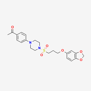 molecular formula C22H26N2O6S B6498950 1-(4-{4-[3-(2H-1,3-benzodioxol-5-yloxy)propanesulfonyl]piperazin-1-yl}phenyl)ethan-1-one CAS No. 946315-83-9