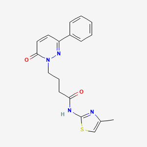 molecular formula C18H18N4O2S B6498973 N-(4-methyl-1,3-thiazol-2-yl)-4-(6-oxo-3-phenyl-1,6-dihydropyridazin-1-yl)butanamide CAS No. 953253-90-2