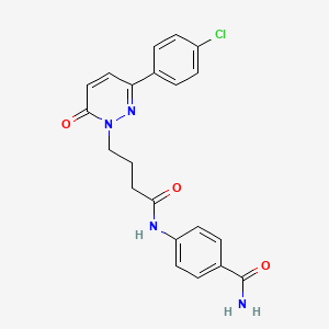 molecular formula C21H19ClN4O3 B6498981 4-{4-[3-(4-chlorophenyl)-6-oxo-1,6-dihydropyridazin-1-yl]butanamido}benzamide CAS No. 946215-33-4