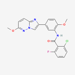 molecular formula C21H16ClFN4O3 B6499055 2-chloro-6-fluoro-N-(2-methoxy-5-{6-methoxyimidazo[1,2-b]pyridazin-2-yl}phenyl)benzamide CAS No. 953215-13-9