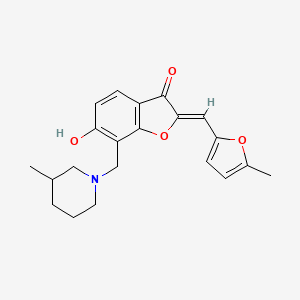 (2Z)-6-hydroxy-2-[(5-methylfuran-2-yl)methylidene]-7-[(3-methylpiperidin-1-yl)methyl]-2,3-dihydro-1-benzofuran-3-one