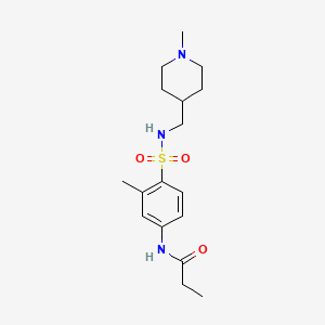 molecular formula C17H27N3O3S B6499252 N-(3-methyl-4-{[(1-methylpiperidin-4-yl)methyl]sulfamoyl}phenyl)propanamide CAS No. 953207-32-4