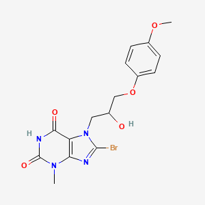 molecular formula C16H17BrN4O5 B6499283 8-bromo-7-[2-hydroxy-3-(4-methoxyphenoxy)propyl]-3-methyl-2,3,6,7-tetrahydro-1H-purine-2,6-dione CAS No. 301355-13-5