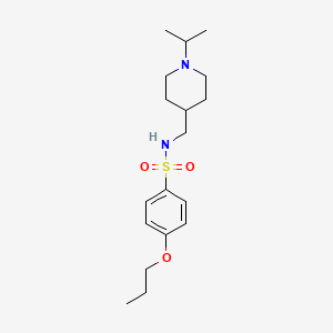 molecular formula C18H30N2O3S B6499285 N-{[1-(propan-2-yl)piperidin-4-yl]methyl}-4-propoxybenzene-1-sulfonamide CAS No. 946383-26-2