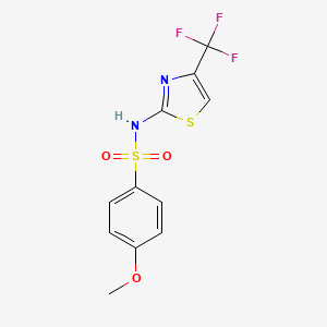 molecular formula C11H9F3N2O3S2 B6499286 4-methoxy-N-[4-(trifluoromethyl)-1,3-thiazol-2-yl]benzene-1-sulfonamide CAS No. 315240-46-1