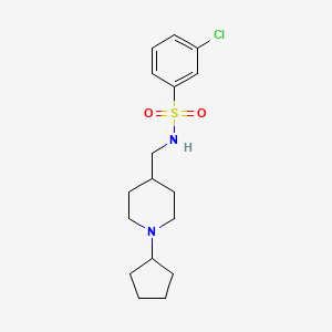 molecular formula C17H25ClN2O2S B6499306 3-chloro-N-[(1-cyclopentylpiperidin-4-yl)methyl]benzene-1-sulfonamide CAS No. 952983-89-0