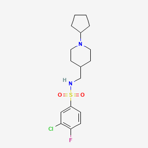 molecular formula C17H24ClFN2O2S B6499308 3-chloro-N-[(1-cyclopentylpiperidin-4-yl)methyl]-4-fluorobenzene-1-sulfonamide CAS No. 953143-67-4