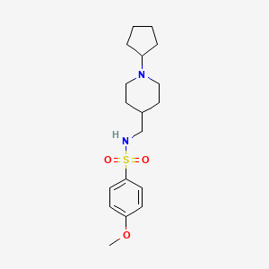 molecular formula C18H28N2O3S B6499311 N-[(1-cyclopentylpiperidin-4-yl)methyl]-4-methoxybenzene-1-sulfonamide CAS No. 953259-66-0
