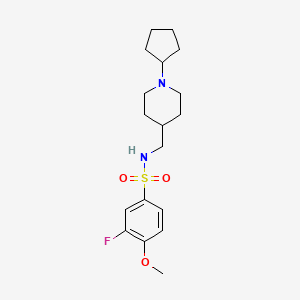 molecular formula C18H27FN2O3S B6499312 N-[(1-cyclopentylpiperidin-4-yl)methyl]-3-fluoro-4-methoxybenzene-1-sulfonamide CAS No. 953143-79-8