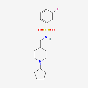 molecular formula C17H25FN2O2S B6499318 N-[(1-cyclopentylpiperidin-4-yl)methyl]-3-fluorobenzene-1-sulfonamide CAS No. 953209-40-0