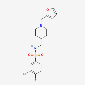 3-chloro-4-fluoro-N-({1-[(furan-2-yl)methyl]piperidin-4-yl}methyl)benzene-1-sulfonamide
