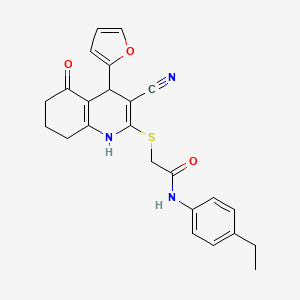 molecular formula C24H23N3O3S B6499460 2-{[3-cyano-4-(furan-2-yl)-5-oxo-1,4,5,6,7,8-hexahydroquinolin-2-yl]sulfanyl}-N-(4-ethylphenyl)acetamide CAS No. 369398-40-3