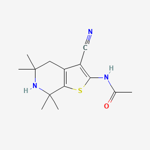N-{3-cyano-5,5,7,7-tetramethyl-4H,5H,6H,7H-thieno[2,3-c]pyridin-2-yl}acetamide