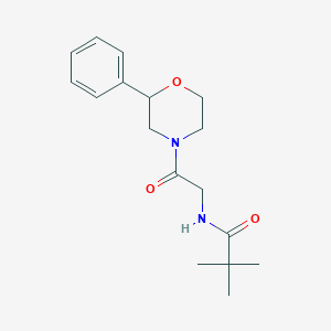 2,2-dimethyl-N-[2-oxo-2-(2-phenylmorpholin-4-yl)ethyl]propanamide