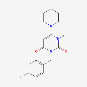 molecular formula C16H18FN3O2 B6499610 3-[(4-fluorophenyl)methyl]-6-(piperidin-1-yl)-1,2,3,4-tetrahydropyrimidine-2,4-dione CAS No. 847397-87-9