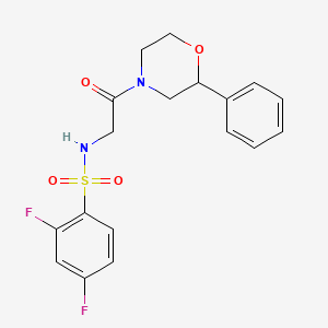 molecular formula C18H18F2N2O4S B6499621 2,4-difluoro-N-[2-oxo-2-(2-phenylmorpholin-4-yl)ethyl]benzene-1-sulfonamide CAS No. 953962-42-0