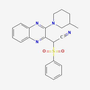 molecular formula C22H22N4O2S B6499679 2-(benzenesulfonyl)-2-[3-(3-methylpiperidin-1-yl)quinoxalin-2-yl]acetonitrile CAS No. 840510-32-9