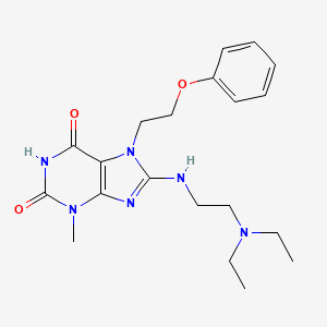 molecular formula C20H28N6O3 B6499764 8-{[2-(diethylamino)ethyl]amino}-3-methyl-7-(2-phenoxyethyl)-2,3,6,7-tetrahydro-1H-purine-2,6-dione CAS No. 536718-76-0