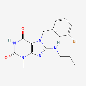 molecular formula C16H18BrN5O2 B6499772 7-[(3-bromophenyl)methyl]-3-methyl-8-(propylamino)-2,3,6,7-tetrahydro-1H-purine-2,6-dione CAS No. 476480-63-4