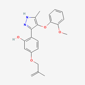 molecular formula C21H22N2O4 B6499781 2-[4-(2-methoxyphenoxy)-5-methyl-1H-pyrazol-3-yl]-5-[(2-methylprop-2-en-1-yl)oxy]phenol CAS No. 714945-48-9