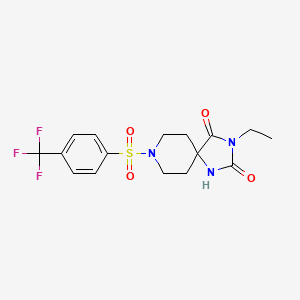 molecular formula C16H18F3N3O4S B6499850 3-ethyl-8-[4-(trifluoromethyl)benzenesulfonyl]-1,3,8-triazaspiro[4.5]decane-2,4-dione CAS No. 941970-94-1