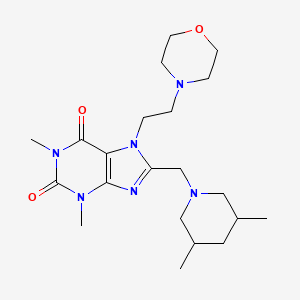 molecular formula C21H34N6O3 B6499860 8-[(3,5-dimethylpiperidin-1-yl)methyl]-1,3-dimethyl-7-[2-(morpholin-4-yl)ethyl]-2,3,6,7-tetrahydro-1H-purine-2,6-dione CAS No. 872628-01-8