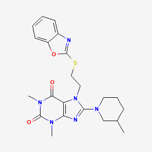 molecular formula C22H26N6O3S B6499872 7-[2-(1,3-benzoxazol-2-ylsulfanyl)ethyl]-1,3-dimethyl-8-(3-methylpiperidin-1-yl)-2,3,6,7-tetrahydro-1H-purine-2,6-dione CAS No. 850914-54-4