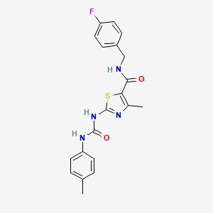 molecular formula C20H19FN4O2S B6499907 N-[(4-fluorophenyl)methyl]-4-methyl-2-{[(4-methylphenyl)carbamoyl]amino}-1,3-thiazole-5-carboxamide CAS No. 941886-45-9