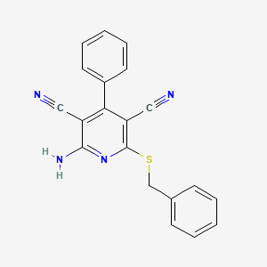 molecular formula C20H14N4S B6499954 2-氨基-6-(苄硫基)-4-苯基吡啶-3,5-二腈 CAS No. 309278-26-0