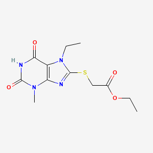 molecular formula C12H16N4O4S B6499983 ethyl 2-[(7-ethyl-3-methyl-2,6-dioxo-2,3,6,7-tetrahydro-1H-purin-8-yl)sulfanyl]acetate CAS No. 303971-13-3