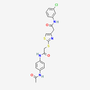 molecular formula C21H19ClN4O3S2 B6499984 2-[(4-{[(3-chlorophenyl)carbamoyl]methyl}-1,3-thiazol-2-yl)sulfanyl]-N-(4-acetamidophenyl)acetamide CAS No. 941997-47-3