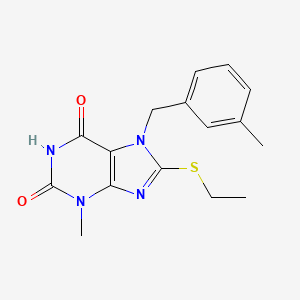 molecular formula C16H18N4O2S B6499985 8-(ethylsulfanyl)-3-methyl-7-[(3-methylphenyl)methyl]-2,3,6,7-tetrahydro-1H-purine-2,6-dione CAS No. 303973-28-6
