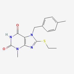 molecular formula C16H18N4O2S B6499993 8-(ethylsulfanyl)-3-methyl-7-[(4-methylphenyl)methyl]-2,3,6,7-tetrahydro-1H-purine-2,6-dione CAS No. 303970-25-4