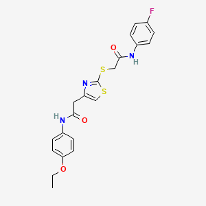 molecular formula C21H20FN3O3S2 B6500012 2-[(4-{[(4-ethoxyphenyl)carbamoyl]methyl}-1,3-thiazol-2-yl)sulfanyl]-N-(4-fluorophenyl)acetamide CAS No. 941921-74-0