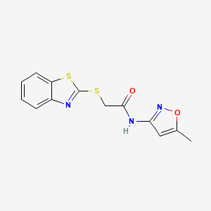molecular formula C13H11N3O2S2 B6500034 2-(1,3-benzothiazol-2-ylsulfanyl)-N-(5-methyl-1,2-oxazol-3-yl)acetamide CAS No. 311329-78-9