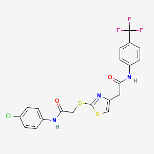 molecular formula C20H15ClF3N3O2S2 B6500039 N-(4-chlorophenyl)-2-{[4-({[4-(trifluoromethyl)phenyl]carbamoyl}methyl)-1,3-thiazol-2-yl]sulfanyl}acetamide CAS No. 953954-76-2