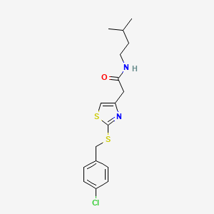 molecular formula C17H21ClN2OS2 B6500060 2-(2-{[(4-chlorophenyl)methyl]sulfanyl}-1,3-thiazol-4-yl)-N-(3-methylbutyl)acetamide CAS No. 941981-95-9