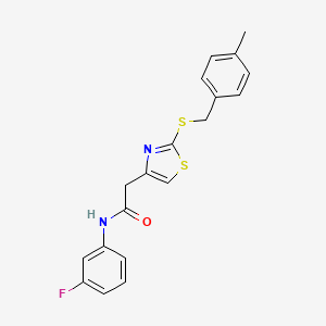 molecular formula C19H17FN2OS2 B6500072 N-(3-fluorophenyl)-2-(2-{[(4-methylphenyl)methyl]sulfanyl}-1,3-thiazol-4-yl)acetamide CAS No. 954016-86-5