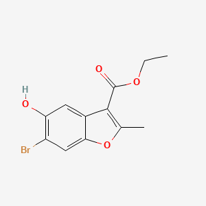 molecular formula C12H11BrO4 B6500073 ethyl 6-bromo-5-hydroxy-2-methyl-1-benzofuran-3-carboxylate CAS No. 7287-41-4
