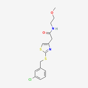molecular formula C15H17ClN2O2S2 B6500077 2-(2-{[(3-chlorophenyl)methyl]sulfanyl}-1,3-thiazol-4-yl)-N-(2-methoxyethyl)acetamide CAS No. 953965-96-3