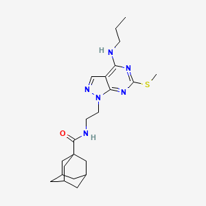 molecular formula C22H32N6OS B6500091 N-{2-[6-(methylsulfanyl)-4-(propylamino)-1H-pyrazolo[3,4-d]pyrimidin-1-yl]ethyl}adamantane-1-carboxamide CAS No. 946210-30-6