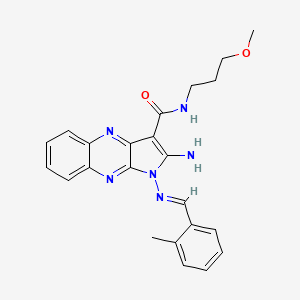 2-amino-N-(3-methoxypropyl)-1-[(E)-[(2-methylphenyl)methylidene]amino]-1H-pyrrolo[2,3-b]quinoxaline-3-carboxamide