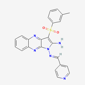 (1E)-3-(3-methylbenzenesulfonyl)-N1-[(pyridin-4-yl)methylidene]-1H-pyrrolo[2,3-b]quinoxaline-1,2-diamine